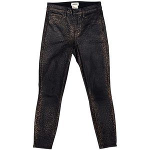 L’agence High-Rise Margot Metallic Coated Skinny Jean Black Cheetah Crackle Foil
